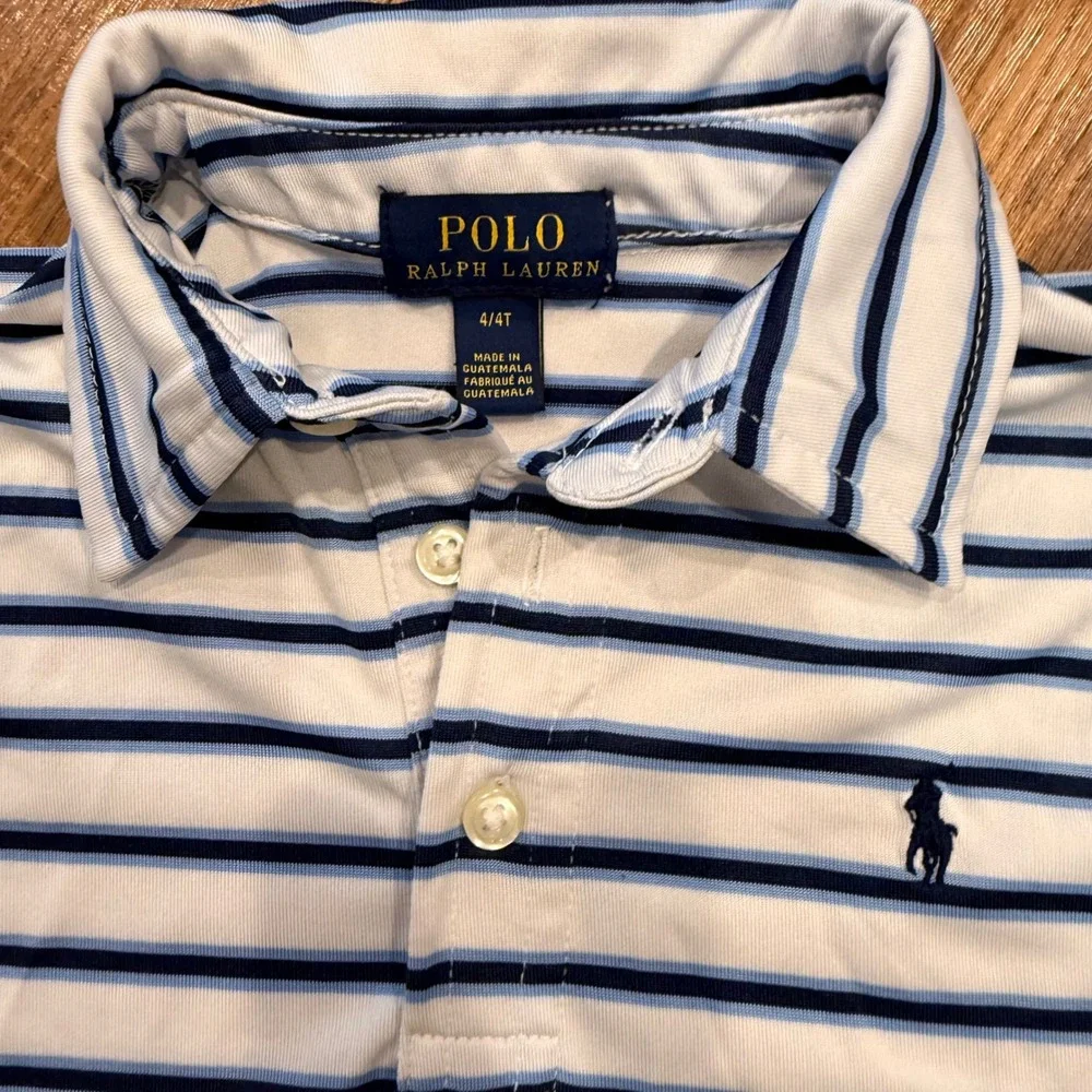 Polo Ralph Lauren Kids Shirts Bundle 5pc Size 4T Orange White Striped Polos Tees - Picture 6 of 16